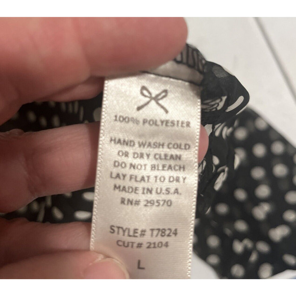 Everly Women's Sheer Polka Dot Tunic Black White L Preppy Coquette Flowy Whimsy - Picture 7 of 12